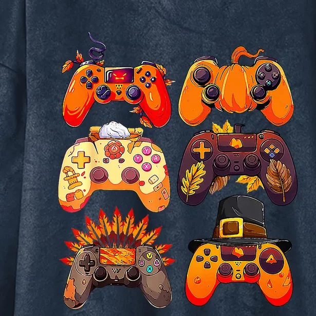 Thanksgiving Fall Gaming Controllers Turkey Funny Gamer Hooded Wearable Blanket