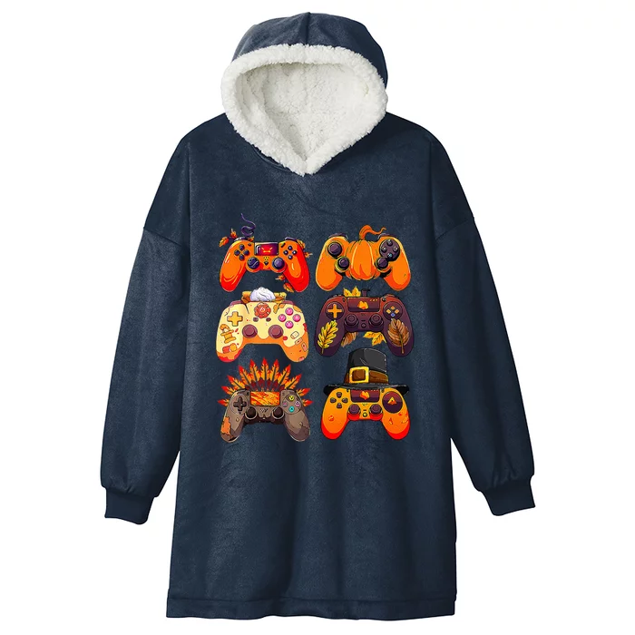 Thanksgiving Fall Gaming Controllers Turkey Funny Gamer Hooded Wearable Blanket