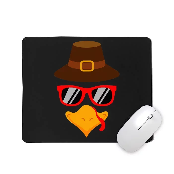 Turkey Face Glasses Thanksgiving Mousepad