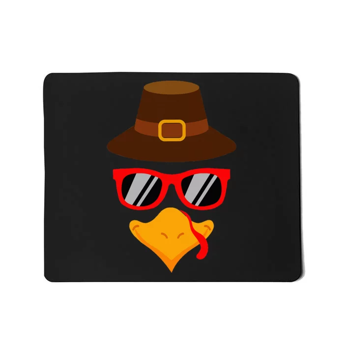 Turkey Face Glasses Thanksgiving Mousepad