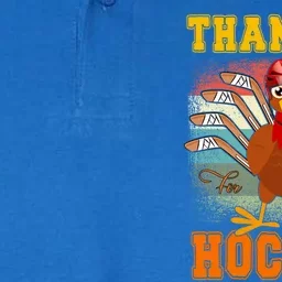 Thankful For Hockey Funny Turkey Ice Hockey Thanksgiving Great Gift Softstyle Adult Sport Polo