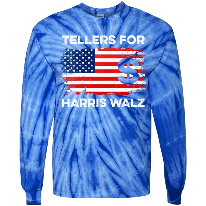 Tellers For Harris Walz President 2024 Tie-Dye Long Sleeve Shirt