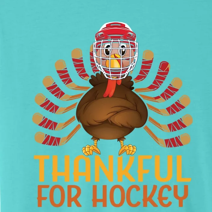 Thankful For Hockey Thanksgiving Dabbing Turkey Gift ChromaSoft Performance T-Shirt