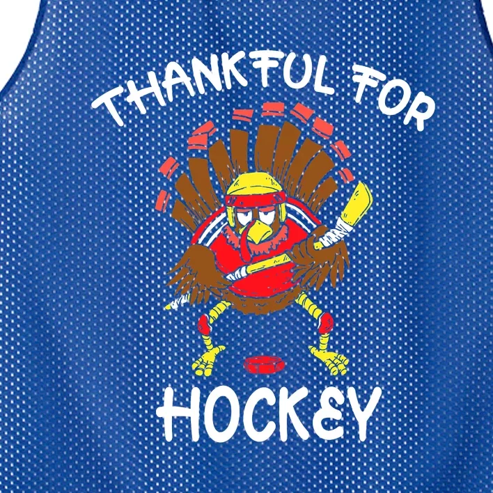 Thankful For Hockey Thanksgiving Funny Turkey Playing Hockey Mesh Reversible Basketball Jersey Tank