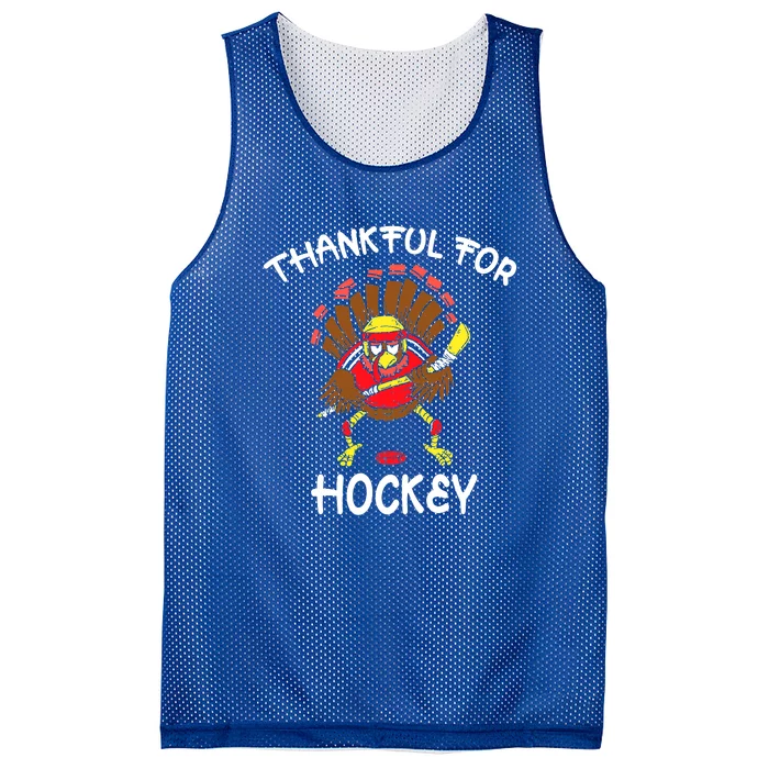 Thankful For Hockey Thanksgiving Funny Turkey Playing Hockey Mesh Reversible Basketball Jersey Tank