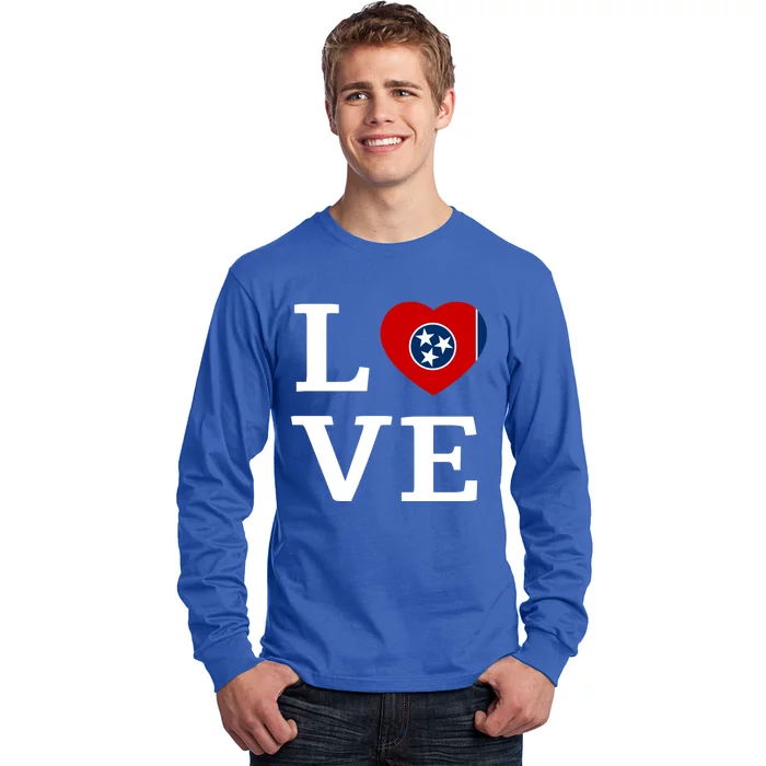 Tennessee Flag Heart Gift Vintage Retro Love Sweats Long Sleeve Shirt