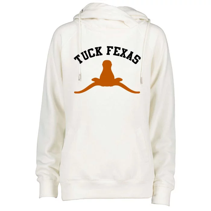 Tuck Fexas Horns Down Texas Womens Funnel Neck Pullover Hood