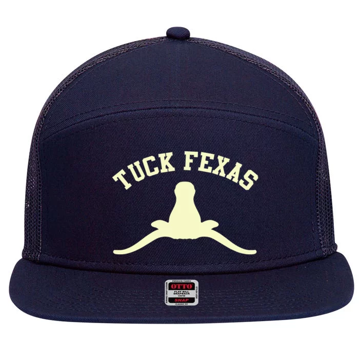 Tuck Fexas Horns Down Texas 7 Panel Mesh Trucker Snapback Hat