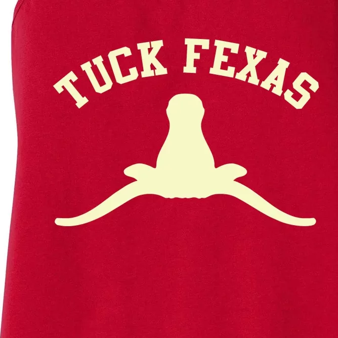 Tuck Fexas Horns Down Texas Women's Racerback Tank