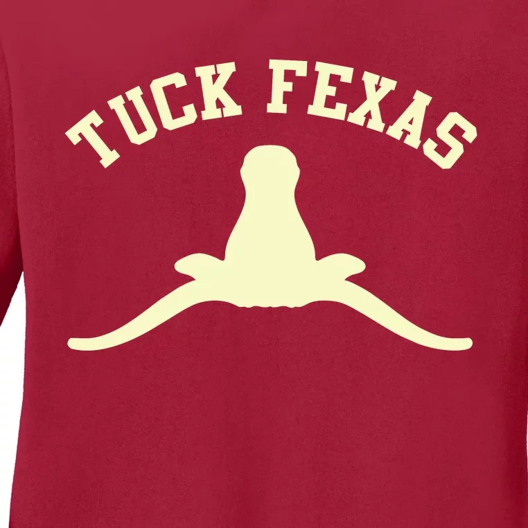 Tuck Fexas Horns Down Texas Ladies Long Sleeve Shirt