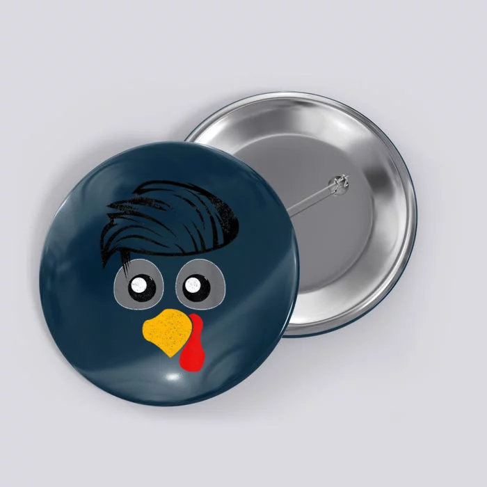 Thanksgiving Funny Handsom Turkey Face, Hairstyle For Thanksgiving Party Button