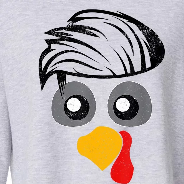 Thanksgiving Funny Handsom Turkey Face, Hairstyle For Thanksgiving Party Cropped Pullover Crew