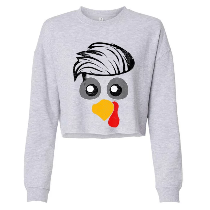 Thanksgiving Funny Handsom Turkey Face, Hairstyle For Thanksgiving Party Cropped Pullover Crew