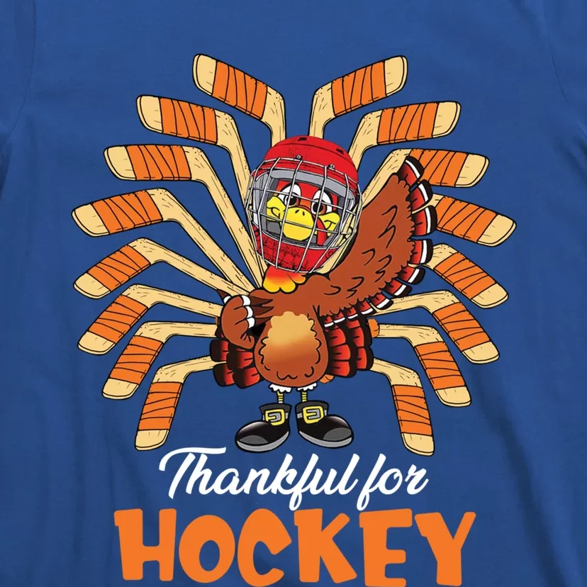 Thankful For Hockey Funny Turkey Thanksgiving Hockey Lover Cute Gift T-Shirt