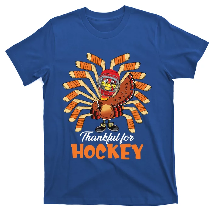 Thankful For Hockey Funny Turkey Thanksgiving Hockey Lover Cute Gift T-Shirt