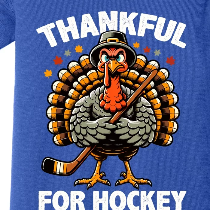 Thankful For Hockey Funny Turkey Thanksgiving Gift Baby Bodysuit