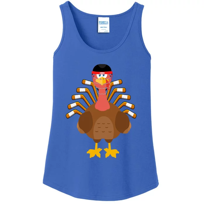 Thankful For Hockey Thanksgiving Funny Turkey Ice Hockey Gift Ladies Essential Tank