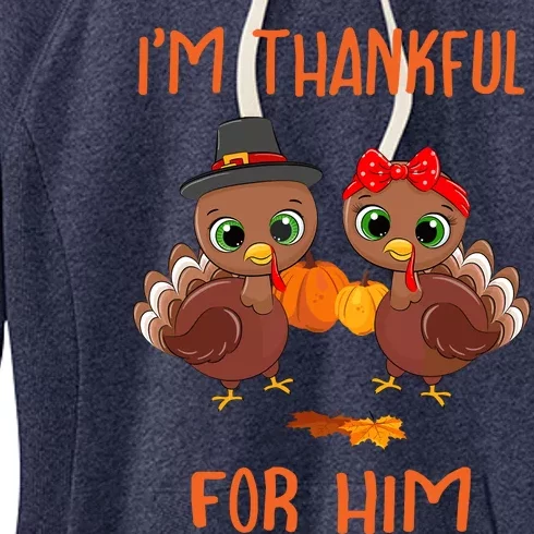 Thankful For Him Matching Thanksgiving Couple From Wife & Gf Women's Fleece Hoodie