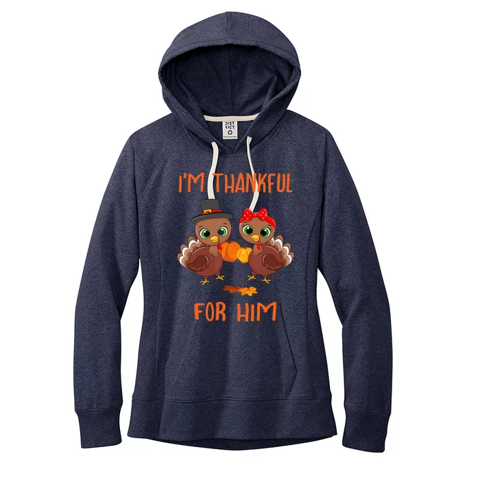 Thankful For Him Matching Thanksgiving Couple From Wife & Gf Women's Fleece Hoodie