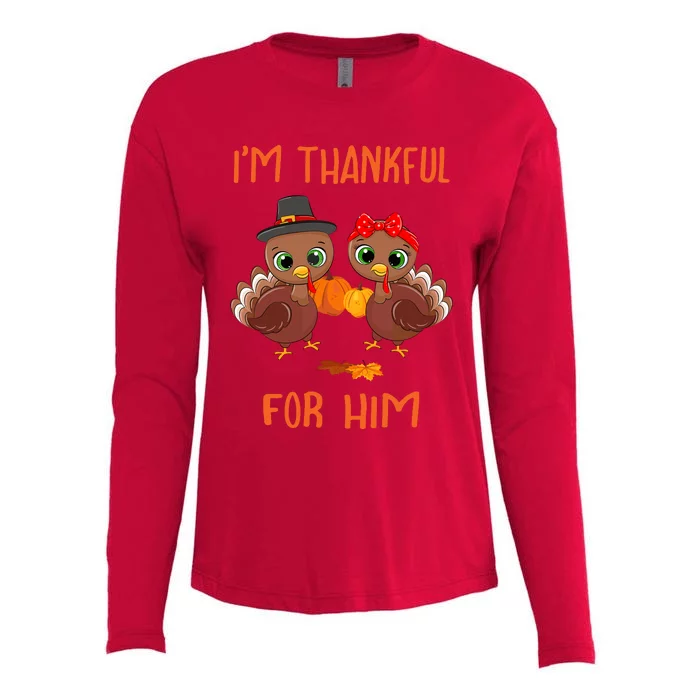 Thankful For Him Matching Thanksgiving Couple From Wife & Gf Womens Cotton Relaxed Long Sleeve T-Shirt