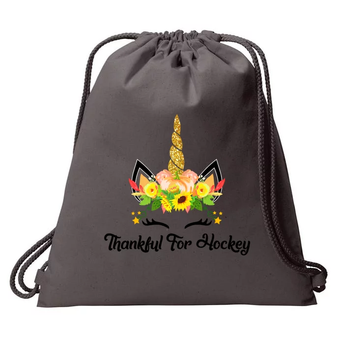 Thankful For Hockey Unicorn Thanksgiving Funny Gift Drawstring Bag