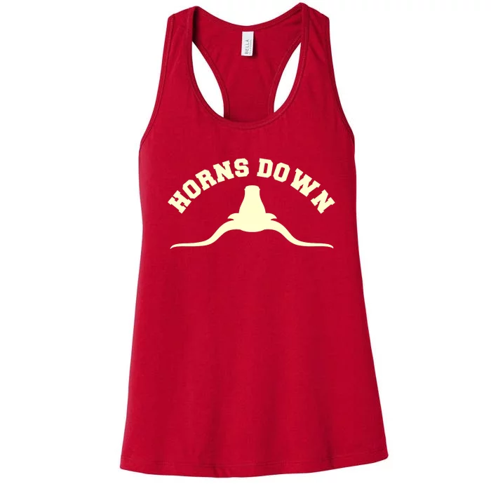 Tuck Fexas Horns Down Texas Women's Racerback Tank