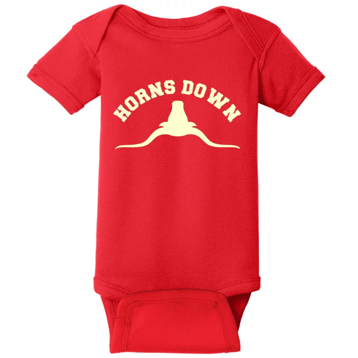 Tuck Fexas Horns Down Texas Baby Bodysuit