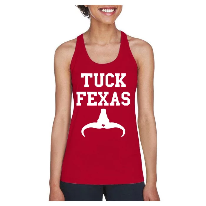 Tuck Fexas Horns Down Texas Women's Racerback Tank