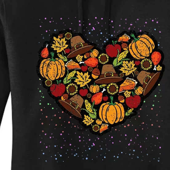 Thanksgiving Food Heart Fall Autumn Women's Pullover Hoodie