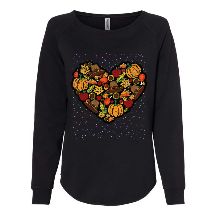 Thanksgiving Food Heart Fall Autumn Womens California Wash Sweatshirt