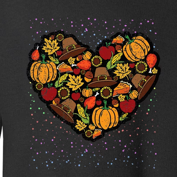 Thanksgiving Food Heart Fall Autumn Toddler Sweatshirt