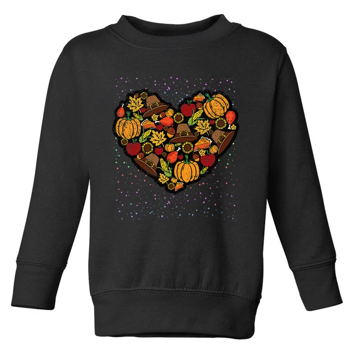 Thanksgiving Food Heart Fall Autumn Toddler Sweatshirt