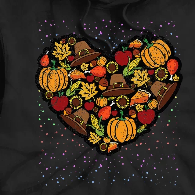 Thanksgiving Food Heart Fall Autumn Tie Dye Hoodie