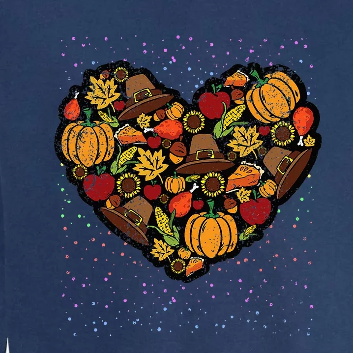 Thanksgiving Food Heart Fall Autumn Garment-Dyed Sweatshirt