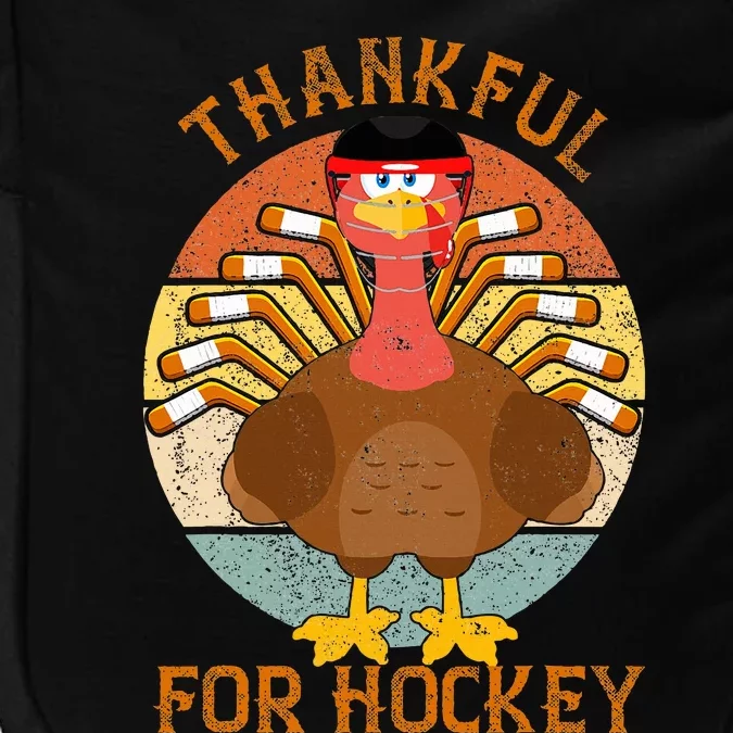 thankful for hockey thanksgiving Funny Turkey Ice Hockey Impact Tech Backpack