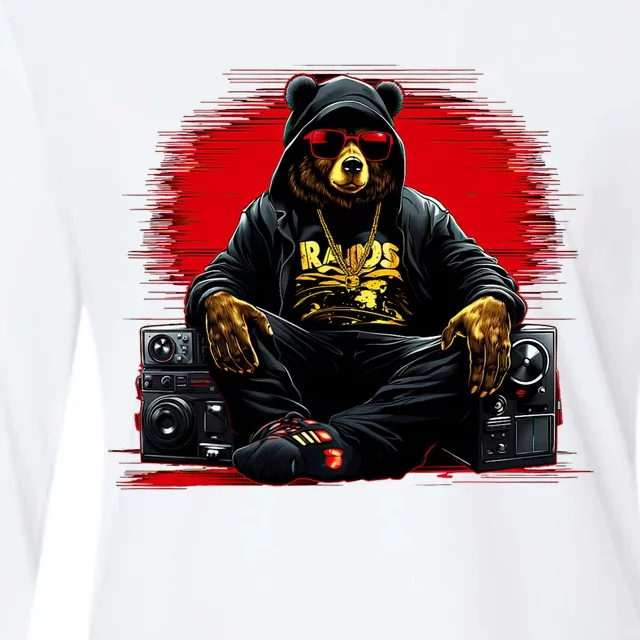 Teddy Fashion Hip Hop Bear Music Trap Rap Womens Cotton Relaxed Long Sleeve T-Shirt