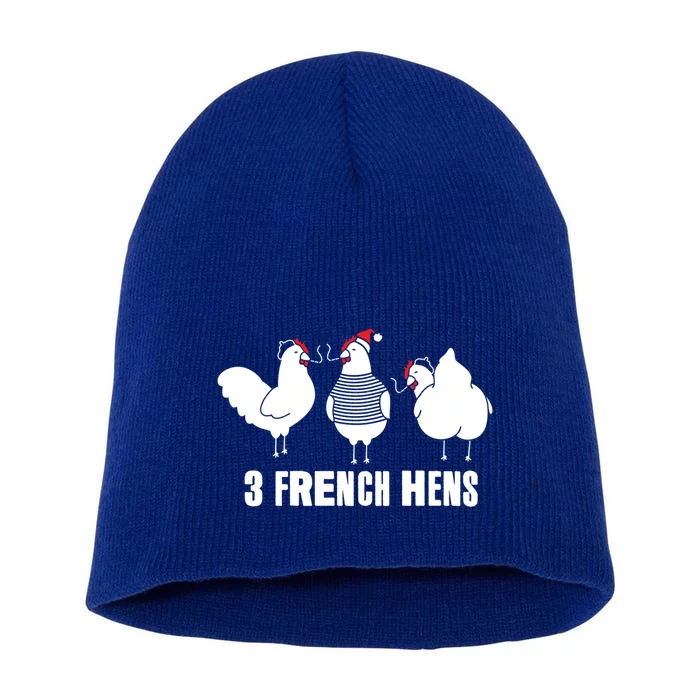 Three French Hens Christmas Gift Short Acrylic Beanie