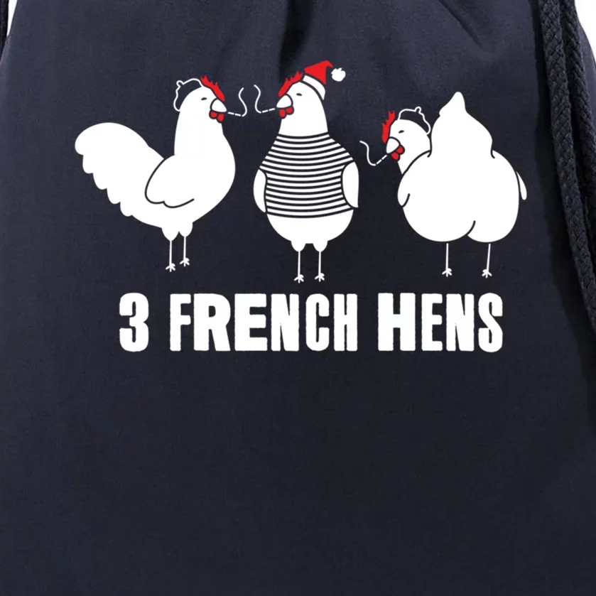 Three French Hens Christmas Gift Drawstring Bag