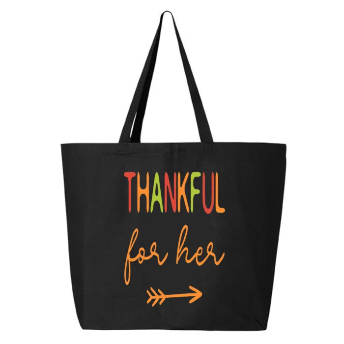 Thankful For Her  Thanksgiving Matching Family Couples 25L Jumbo Tote