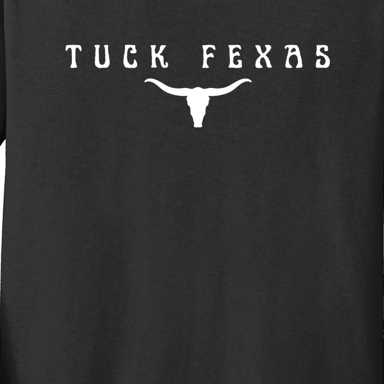 Tuck Fexas Horns Down Texas Kids Long Sleeve Shirt