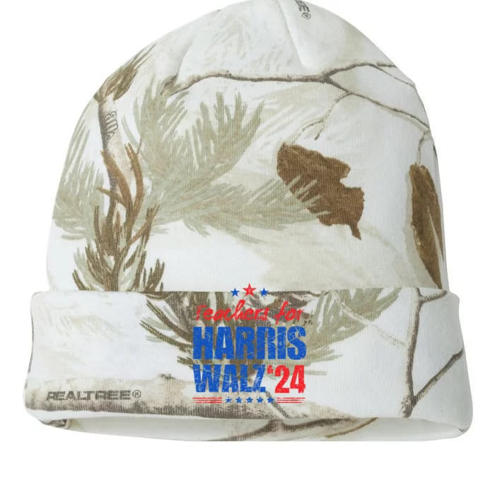 Teachers For Harris Walz 2024 Presidential Election Kamala Kati - 12in Camo Beanie