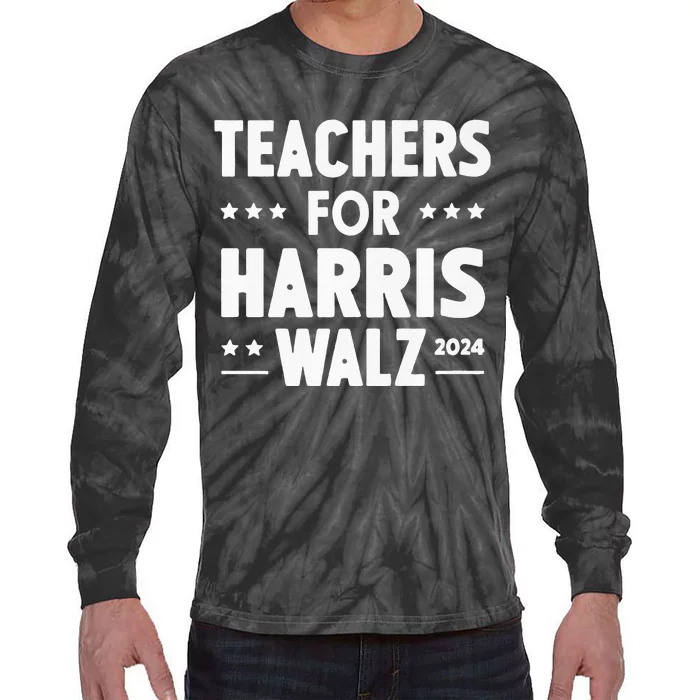 Teachers For Harris Walz 2024 Presidential Election Premium Tie-Dye Long Sleeve Shirt