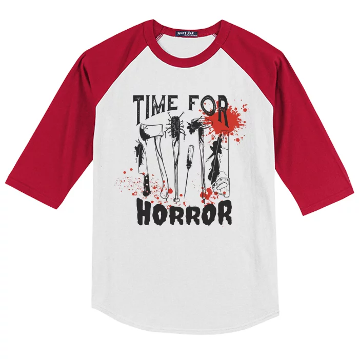 Time For Horror Scary Halloween Kids Colorblock Raglan Jersey