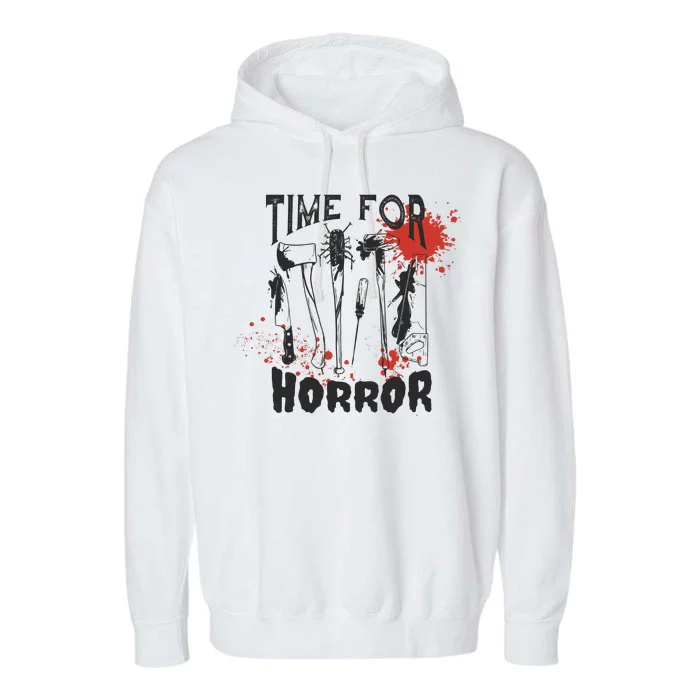 Time For Horror Scary Halloween Garment-Dyed Fleece Hoodie