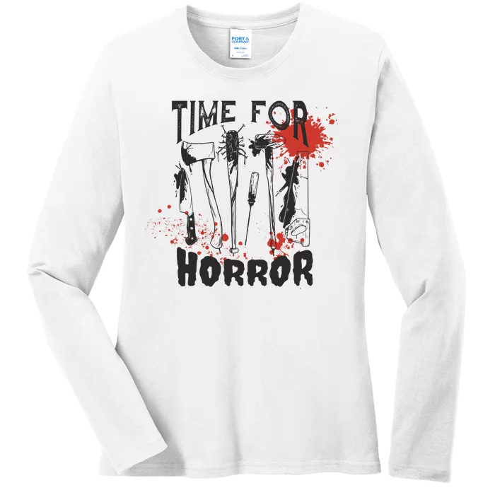 Time For Horror Scary Halloween Ladies Long Sleeve Shirt