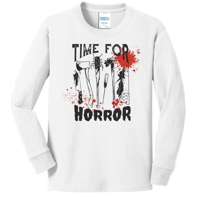 Time For Horror Scary Halloween Kids Long Sleeve Shirt