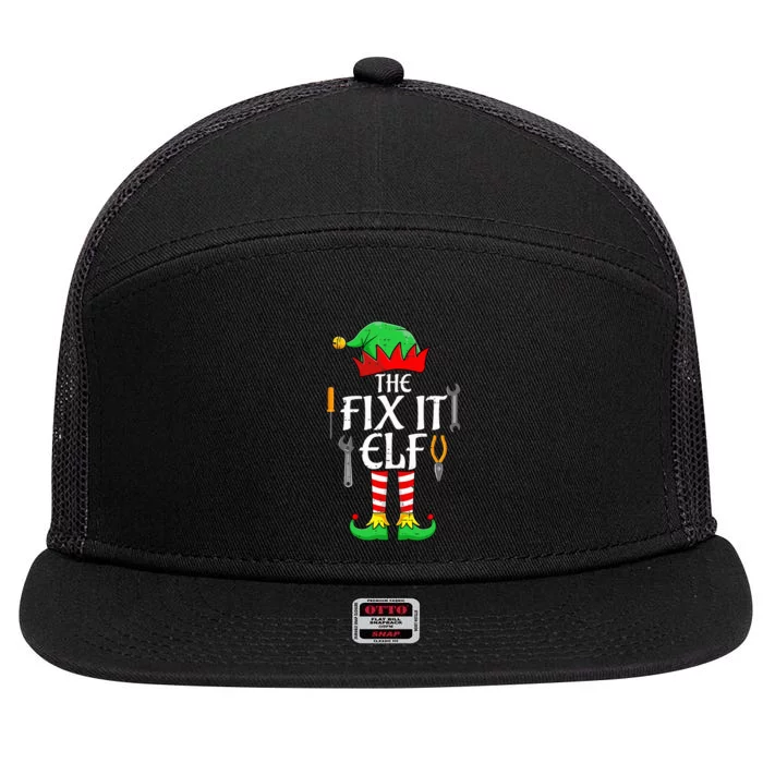 The Fix It Elf Christmas Family Matching gift for holiday 7 Panel Mesh Trucker Snapback Hat