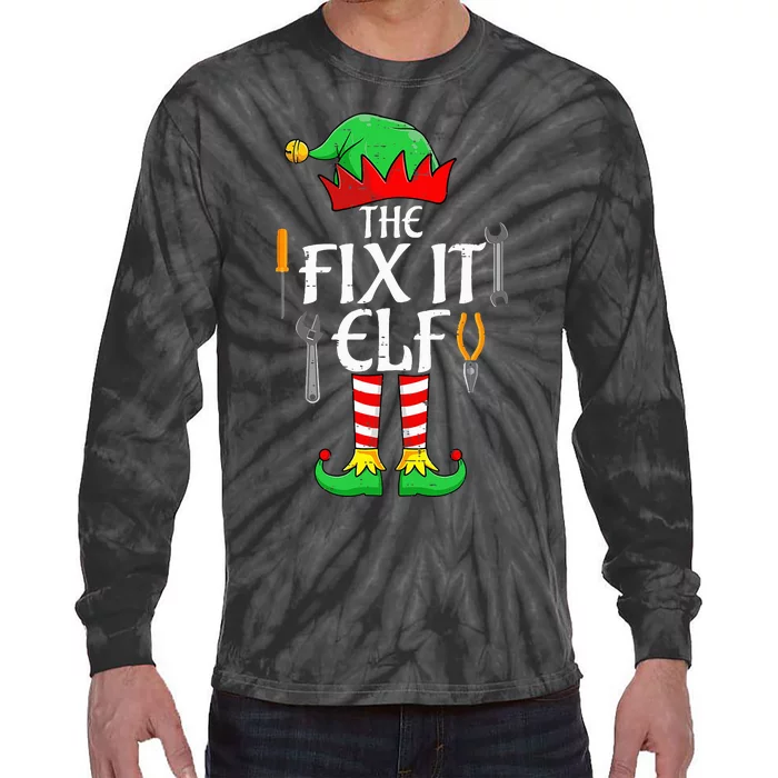 The Fix It Elf Christmas Family Matching gift for holiday Tie-Dye Long Sleeve Shirt