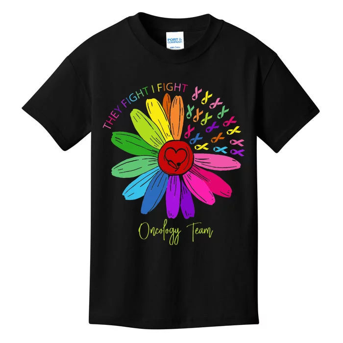 They Fight I Fight Oncology Team Sunflower Oncology Nurse Kids T-Shirt