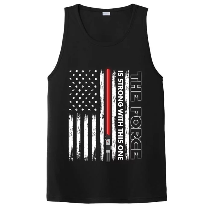 The Force Is Strong With This One USA American Flag Performance Tank